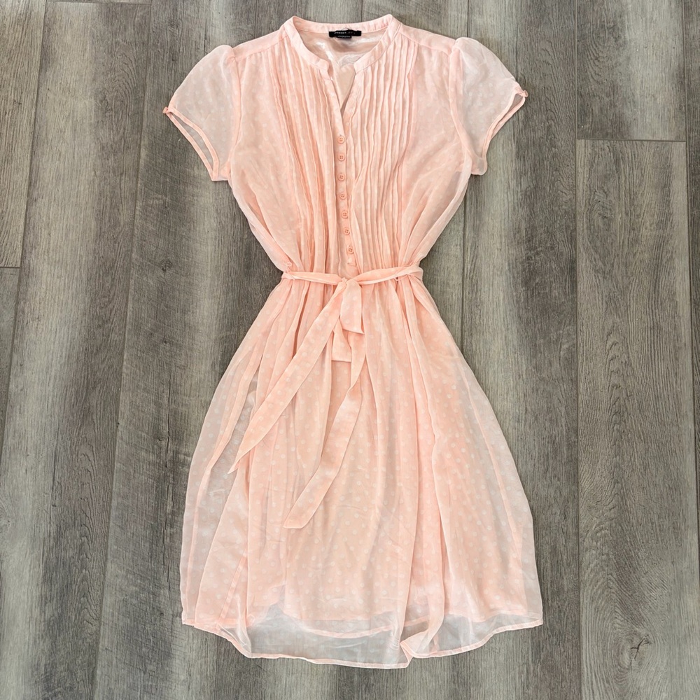 Robert Louis Blush Pink Polka Dot Baby Doll Dress.